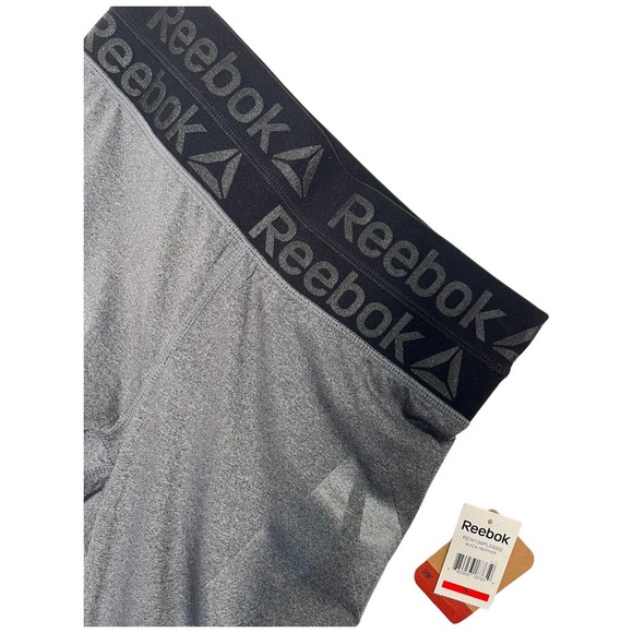 New Reebok Womens Size Small Logo Spell Out Ankle Leggings Heather Gray - Picture 11 of 13